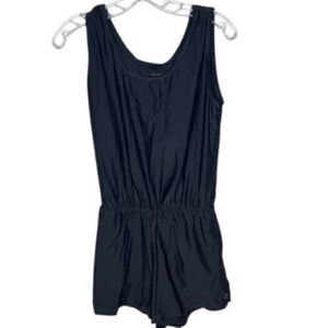 Honey Mark Sage Navy Swim Romper. Size Medium.